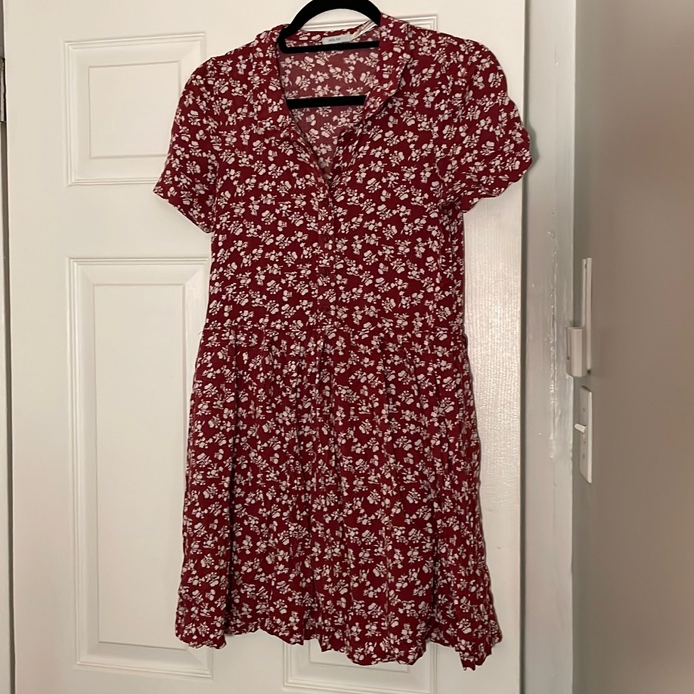 Floral print linen dress